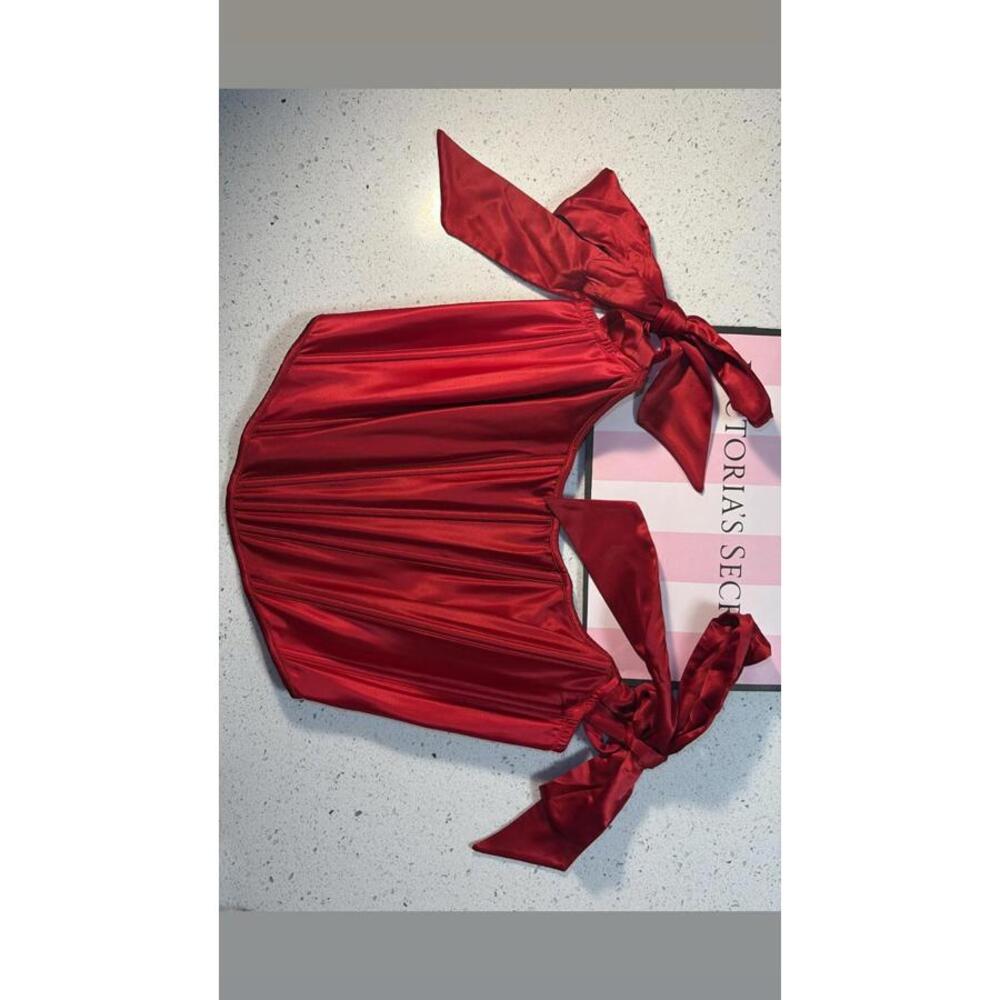 NWT Victoria’s Secret Dream Angels Red Satin Bow-Tied Corset Top Size M-DD